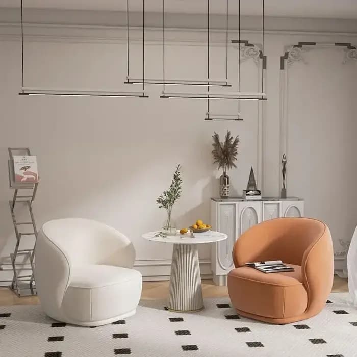 Canapé individuel de style crème luxe léger, petite taille, table et chaise pour salon de beauté, hô
