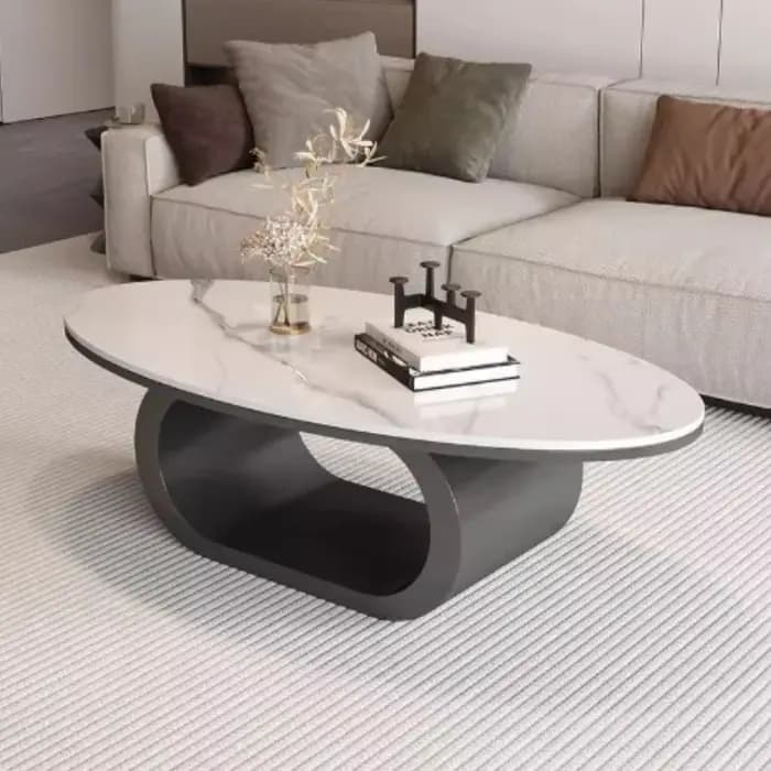 Petites Tables basses ovales blanches minimalistes