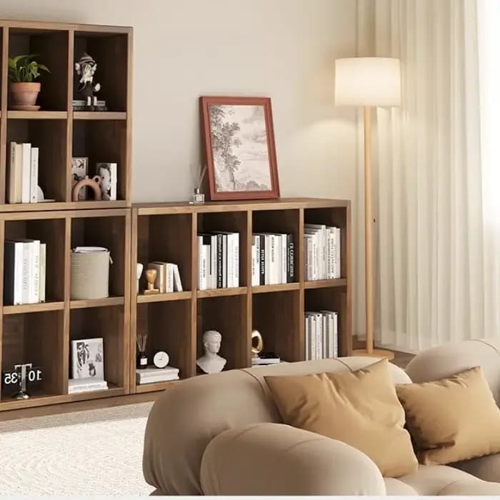 Bibliothèque courte en bois massif