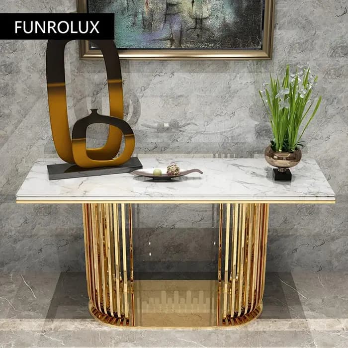 Tables consoles modernes en titane et acier inoxydable