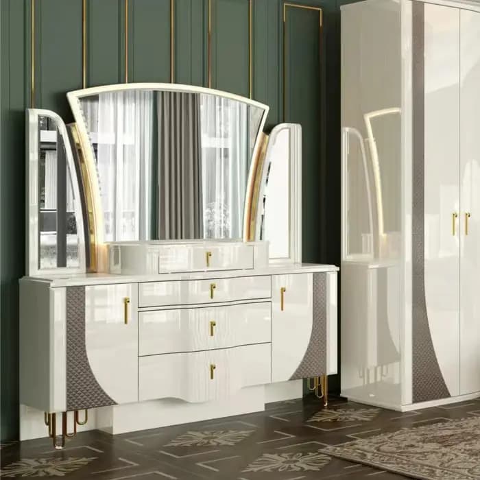 Ensemble de meubles de chambre à coucher en bois au design moderne, lit double king size avec cadre