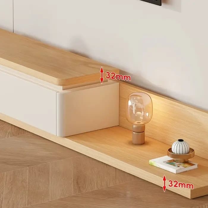 Meuble TV de sol en bois massif pour salon