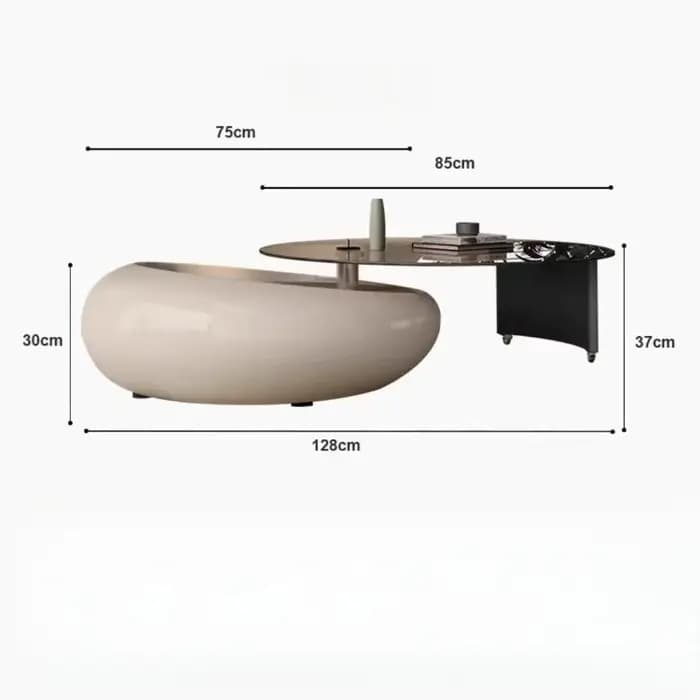 Table basse mobile sur roulettes en verre
