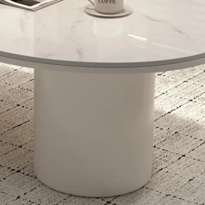 Table basse moderne ovale transparente blanche de qualité supérieure pour salon