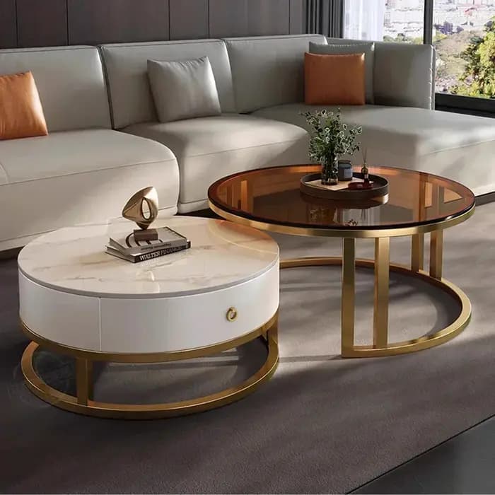 Tables basses rondes uniques imperméables modernes simples Tables basses en métal organisateur esthé