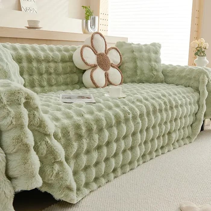 Nouveau 2025 hiver housse de canapé épais en peluche fausse fourrure de lapin antidérapant