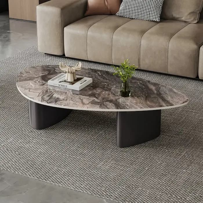 Table basse de salon de luxe léger en dalle de roche