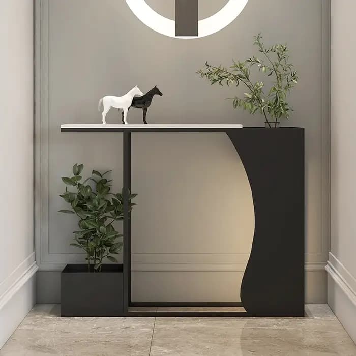Table Console étroite en or noir, Design Chic de luxe, Table Console moderne en marbre Mueble Recibi