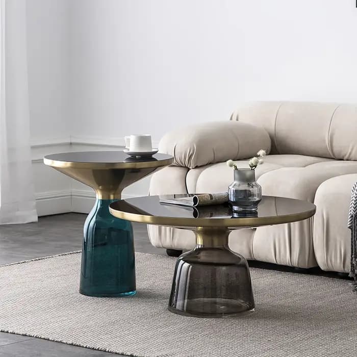 Table basse ronde nordique créative salon canapé Tables d'appoint maison chambre verre coin balcon loisirs