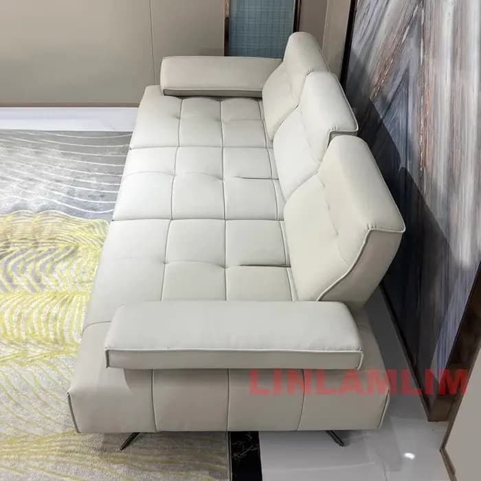 Linlamlim Canapé-lit inclinable électrique moderne – Canapé sectionnel réglable en cuir véritable avec accoudoirs