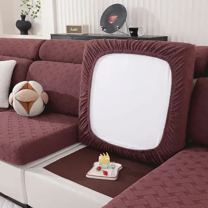 Housses de coussin de canapé en Jacquard entrelacé de couleur unie