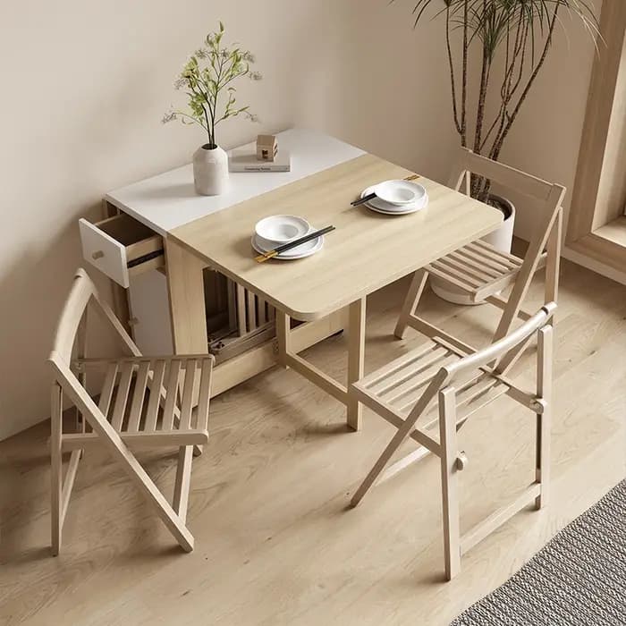 Table à manger pliante ensemble 6 chaises luxe Vintage Table à manger carrée Extensio nordique Mesas