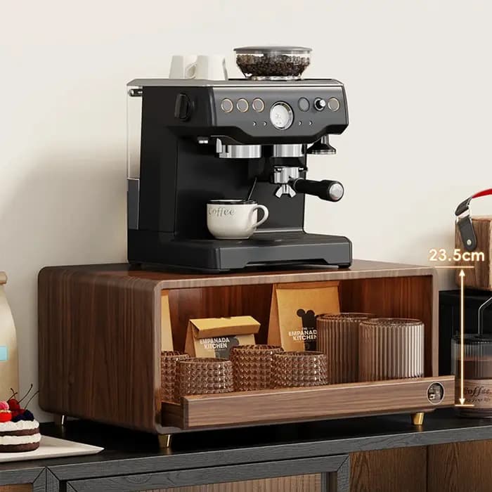 Meuble de rangement moderne en bois massif pour machine à café