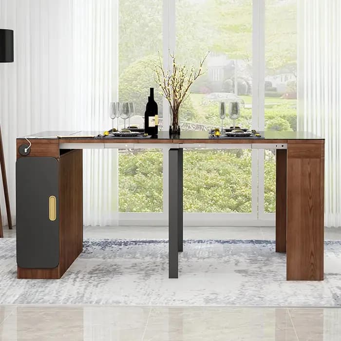 Petite Table à manger pliante en ardoise nordique, chaise à manger rétractable pour petit appartemen