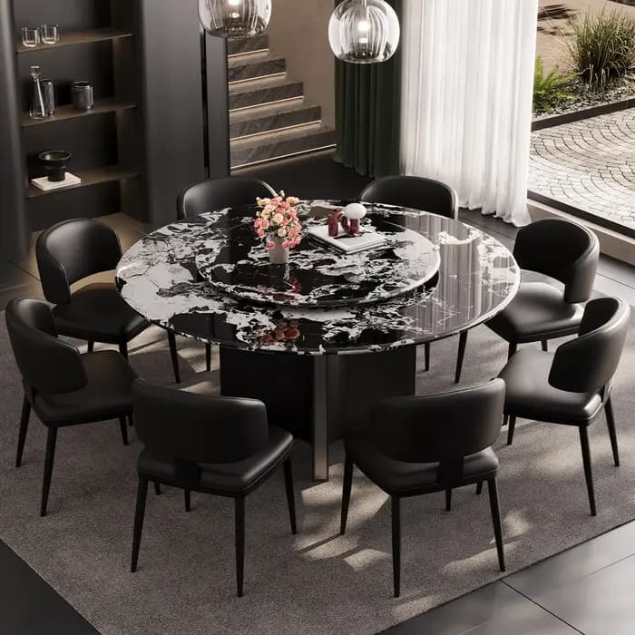 Table à manger ronde de luxe, moderne, pour salle de jeux, restaurant, salon, style nordique, chaise