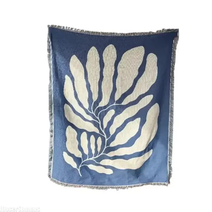 Couverture de canapé décontractée bleue avec glands
