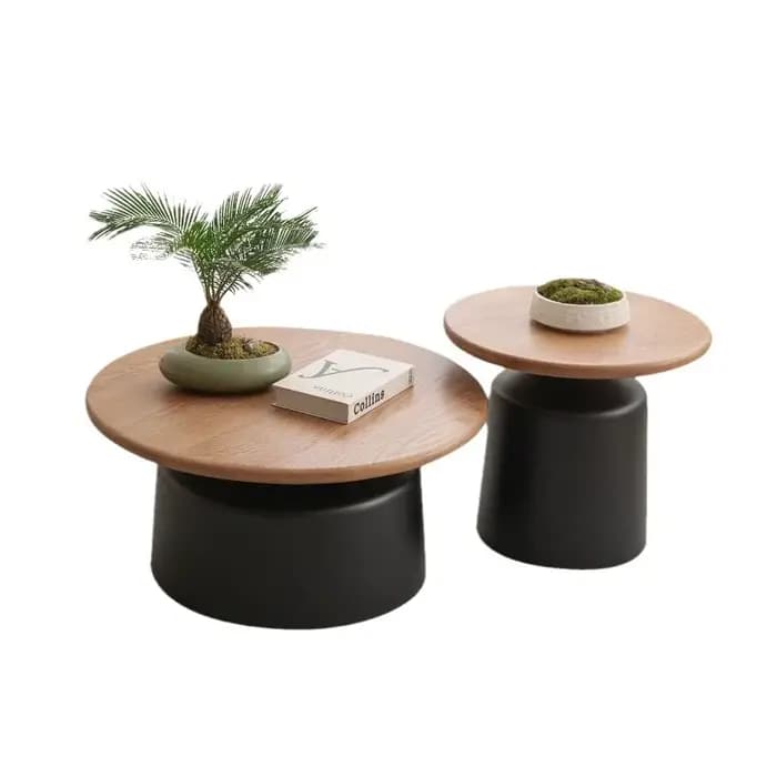 Table basse ronde en bois, support de chevet minimaliste, Table d'appoint nordique crémeuse pour sal