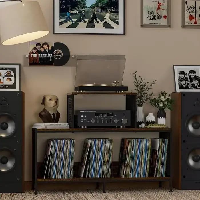 Meuble de rangement pour tourne-disque et amplificateur audio