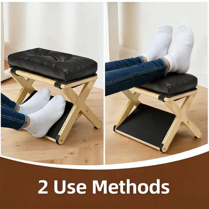 Repose-pieds en bois à double couche antidérapant ergonomique pour bureau
