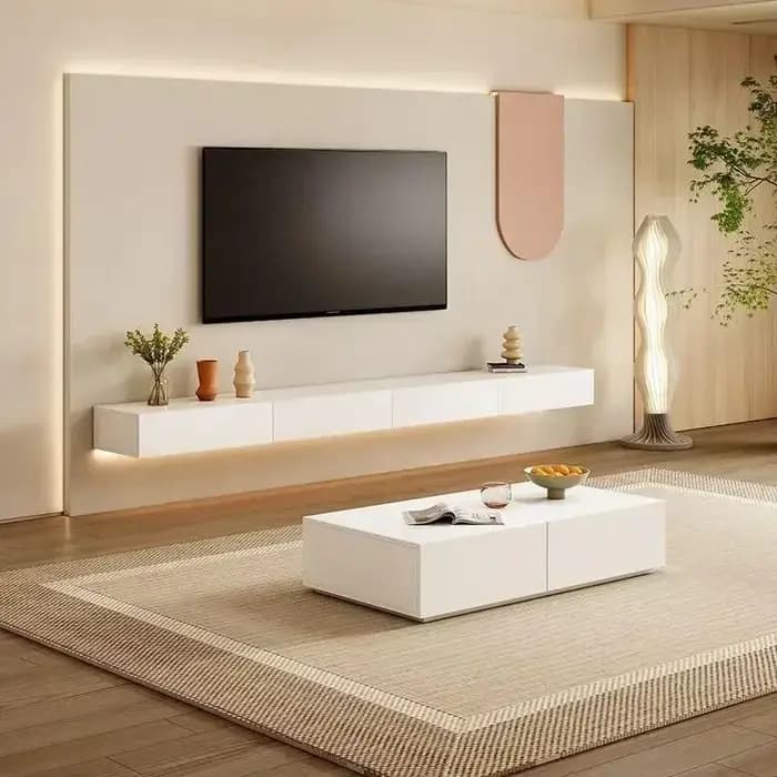 Console suspendue supports Tv flottant meuble bas miroir simplicité supports Tv Console Suporte Tv m