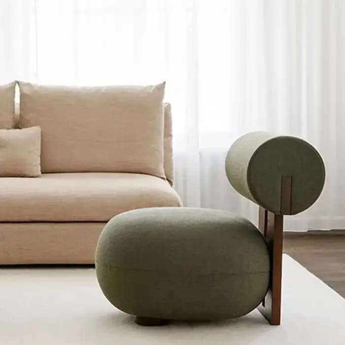 Nordique, bois massif, canapé, moderne, luxe léger, Style crème, salon, paresseux, chaise, chaise de