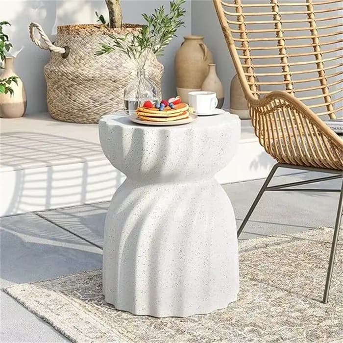 Table d'appoint contemporaine en béton léger, sablier, table d'appoint, tabouret de jardin pour salo