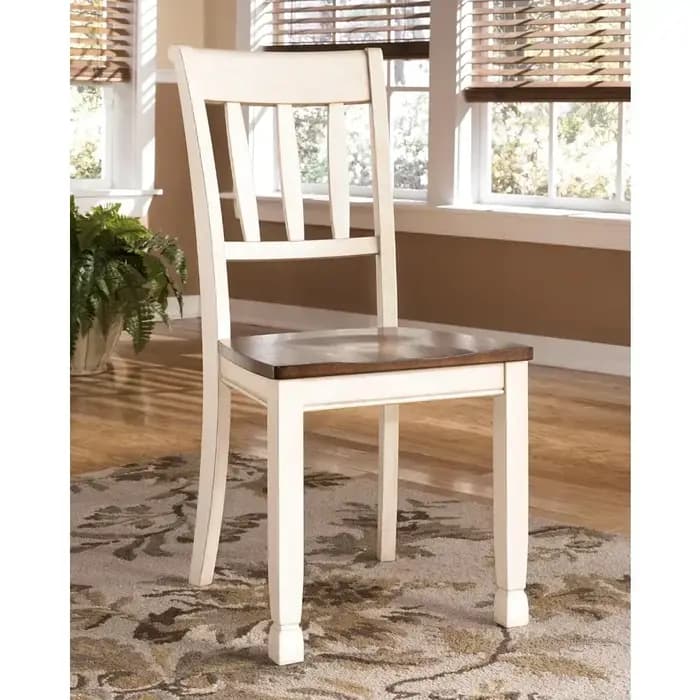 Pour Table à manger Whitesburg Cottage Râteau Dossier Chaise de salle à manger Marron et Blanc cassé
