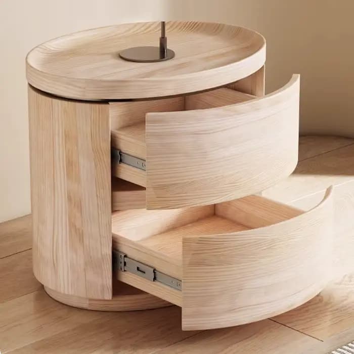 Table de Chevet Ronde en Bois Massif
