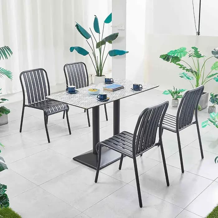 Table et chaises nordiques en marbre naturel, ensemble combiné table et chaise pour restaurant pour