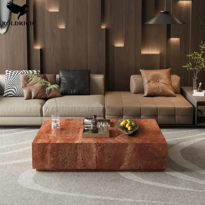 Table basse en marbre, plateau en pierre luxueuse