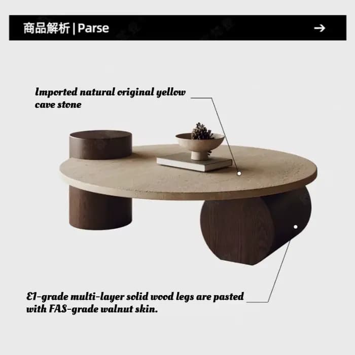 Table basse ronde en travertin pour salon