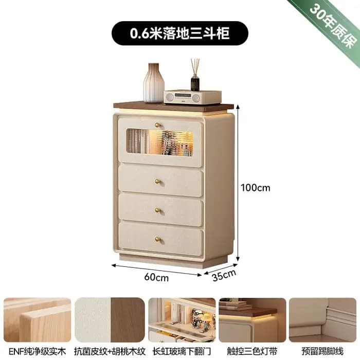 Meuble TV en Bois Massif, Armoire Moderne pour Salon et Chambre, Meuble de Rangement Latéral pour Té