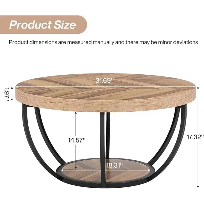 Tables basses circulaires en marbre de 32 pouces, Table centrale d'appoint avec pieds en métal doré