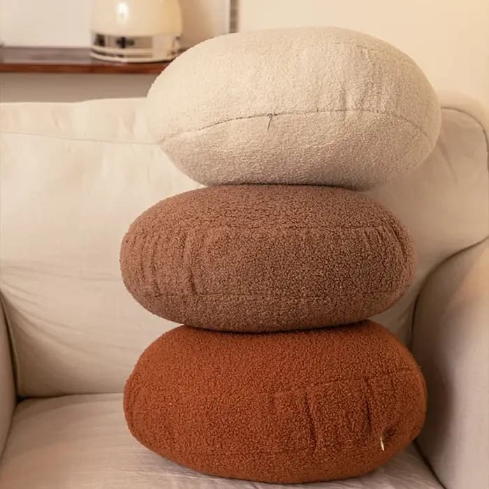Coussin rond en fourrure de style nordique, nounours doux, housse de coussin, niche, maison moderne, canapé, chevet, décor de fenêtre, tatami, polymères