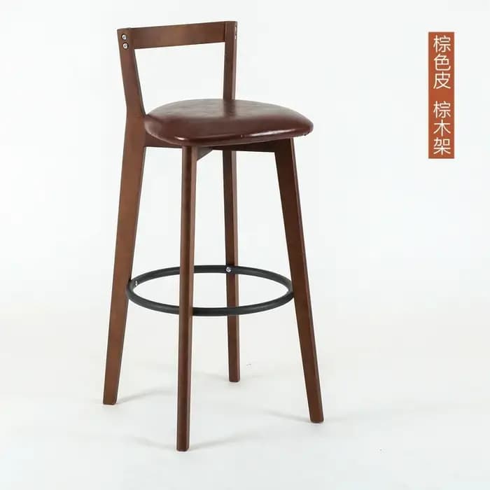 Tabouret de Bar nordique avec dossier en bois massif, Design minimaliste, chaise haute de balcon cré