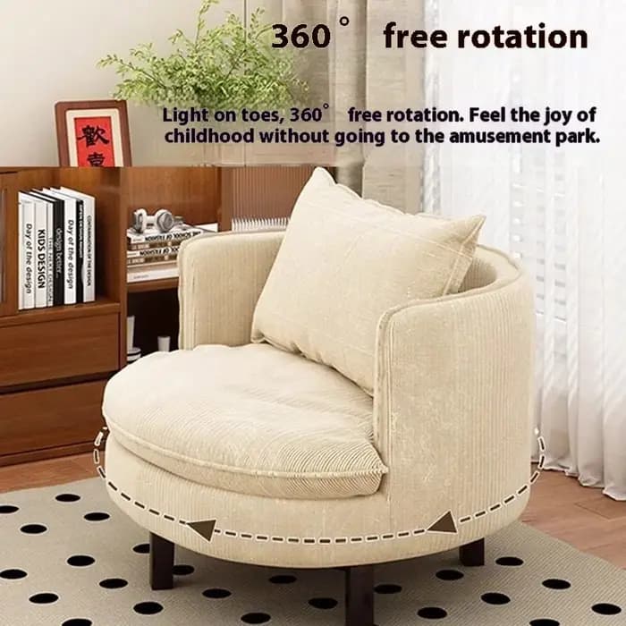 Canapé simple rotatif en tissu, chaise d'appoint paresseuse à dossier rond pour petit appartement, s