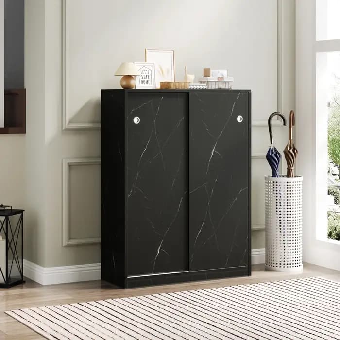 Meuble à chaussures en marbre à 6 niveaux, organisateur de rangement pour chaussures minimaliste ave