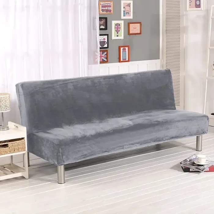 Housse de canapé-lit sans accoudoirs en peluche