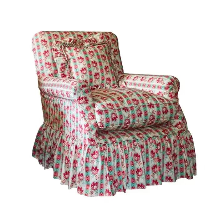 Canapé de salon en tissu floral, fauteuil de loisirs rétro français, chaise individuelle en lin impr