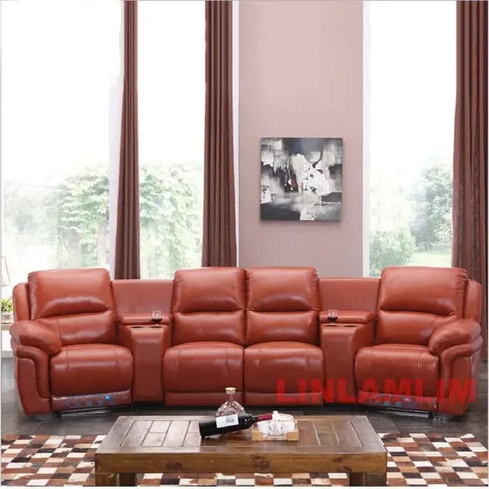 Linlamlim manuel/électrique inclinable Italinan canapé en cuir véritable rétractable théâtre fauteuil