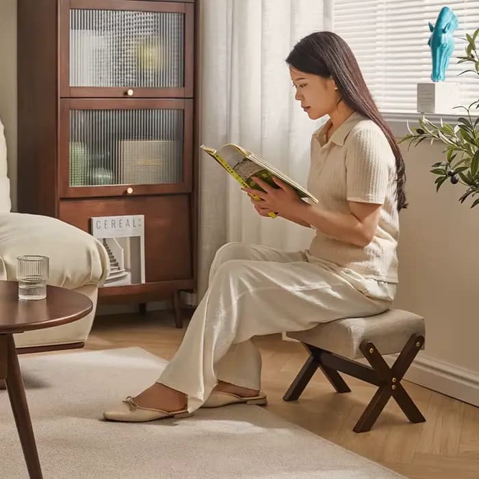 Repose-pieds en bois massif, banc à chaussures doux pour la maison, tabouret de porte, petit banc de