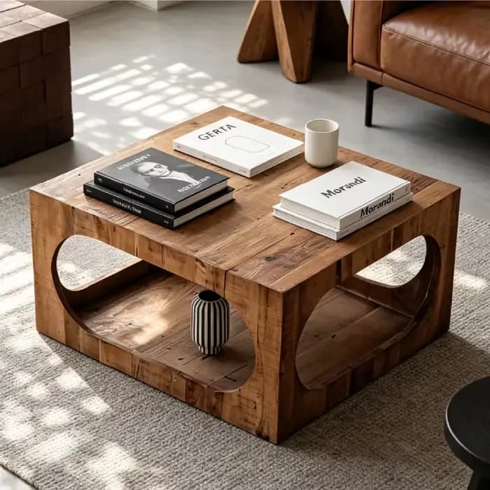Table d'appoint basse d'angle en bois