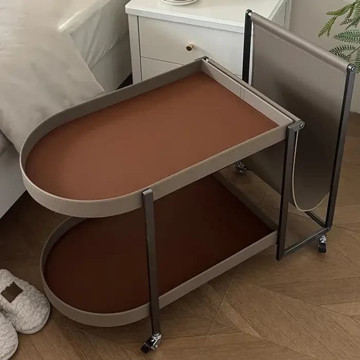 Table basse mobile en cuir de dégager en acier inoxydable