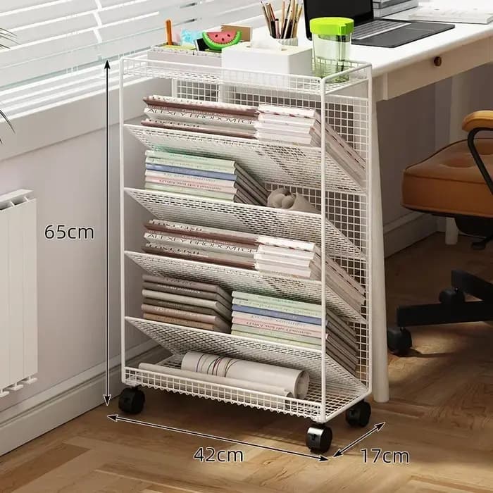 Grande bibliothèque, chariot de bibliothèque, étagère de rangement de livres mobiles, support de bibliothèque en métal, support de rangement de documents de bureau, organisateur de chambre d'enfant