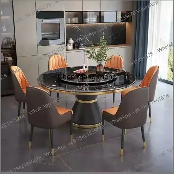 A38 Table coulissante ronde Table de luxe en acier inoxydable îles de cuisine Transparent Mesa Comed