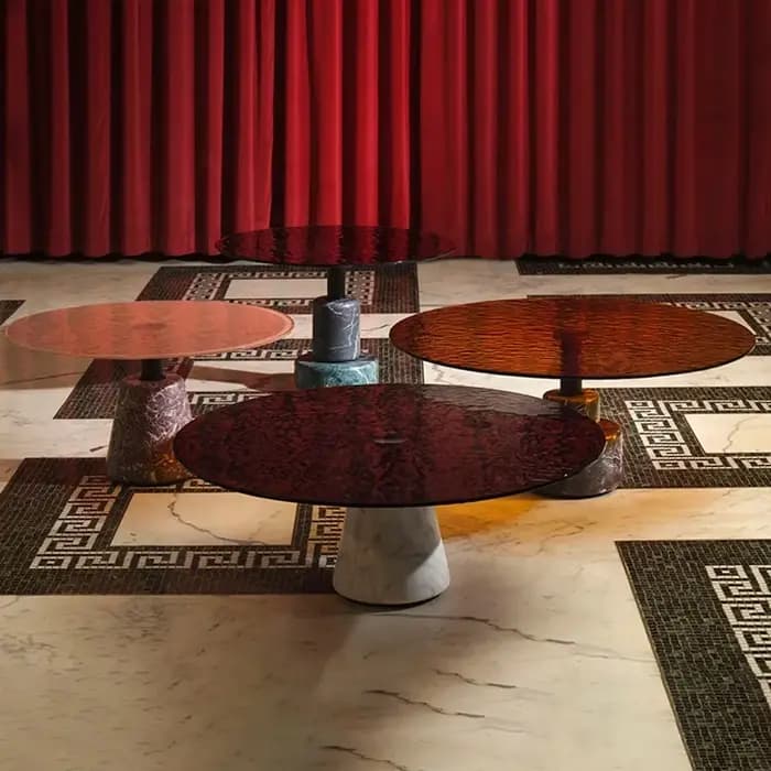 Table basse ronde moderne en marbre de luxe