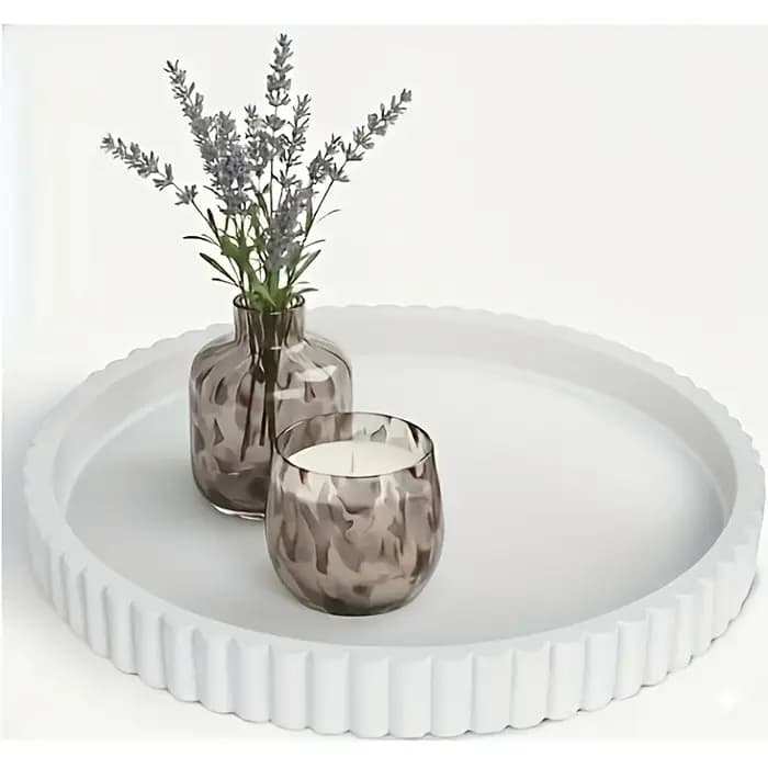 Plateau de table basse rond blanc ondulé
