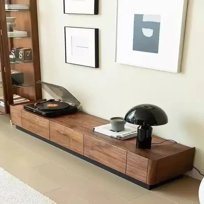 Design bois marron meuble De télévision décoration tiroirs Unique chambre rangement