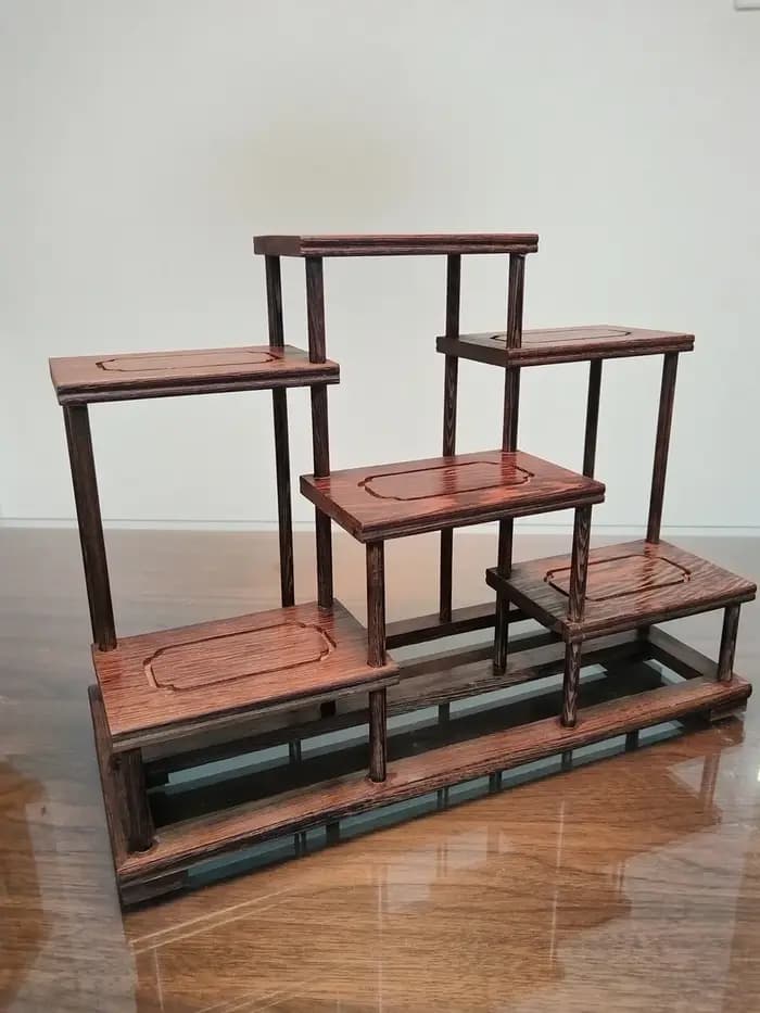 Petite étagère de bureau antique Duobaoge en bois de wengé massif