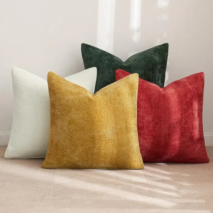 Housses de coussin décoratives en chenille douce neutres 18x18 pouces pour canapé
